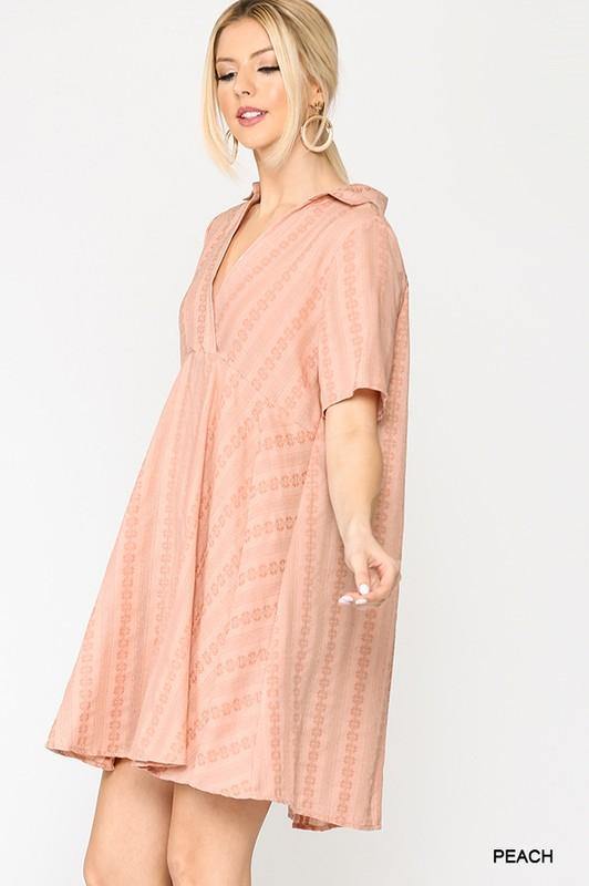 Striped Embroidered Flare Dress in Peach – Bili's Bougie Boutique