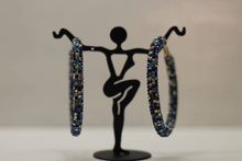 Load image into Gallery viewer, Blue Jewel Encrusted Hoops - Bili's Bougie Boutique