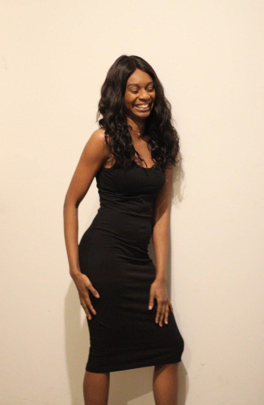 black tank dress bodycon La Femme Dress 33034 Yellow / 6