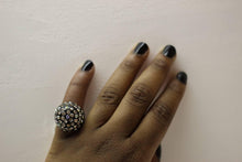 Load image into Gallery viewer, Round Jeweled  plastic Ring in Black - Bili&#39;s Bougie Boutique
