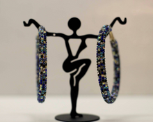 Load image into Gallery viewer, Blue Jewel Encrusted Hoops - Bili&#39;s Bougie Boutique
