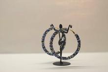 Load image into Gallery viewer, Blue Jewel Encrusted Hoops - Bili&#39;s Bougie Boutique
