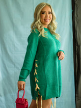 Load image into Gallery viewer, Long Sleeve Sweater Dress Side Lace Up
